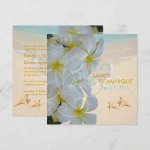 Invitation PixDezines BEACH PLUMERIA LEI+STARFISH+SWIRL