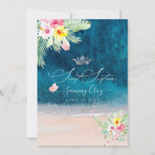 Invitation PixDezines Beach Sweet sixteen Mer Bleue Profonde