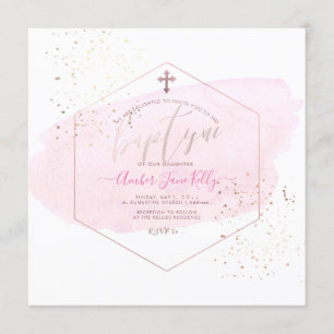 Invitation PixDezines Bleu Aquarelle+Baptême peigne