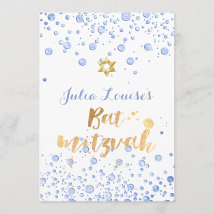 Invitation PixDezines Blue Confetti Bat mitzvah