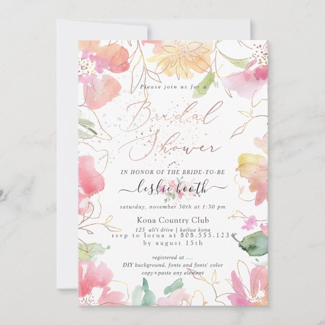 Invitation PixDezines Blushing Romance Sweetpea Fête des mari (Devant)