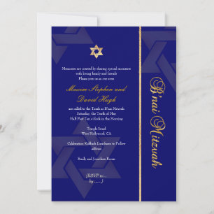 Invitation PixDezines Bnai Mitzvah/bleu foncé/or/do-it-yourse
