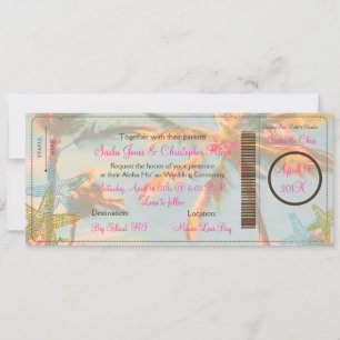 Invitation PixDezines Boarding Pass+Mariage Vintage à la plag