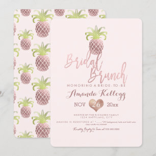 Invitation PixDezines Bridal Brunch/Faux Rose Gold/Ananas
