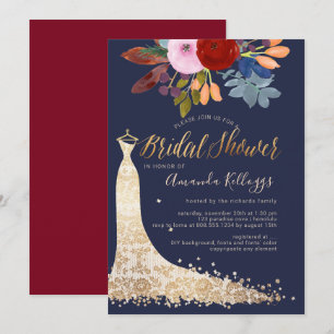 Invitation PixDezines Bridal Shower Watercolor Red+Blue