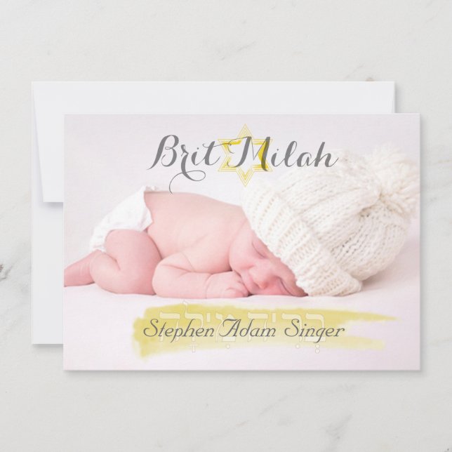 Invitation PixDezines brit milah/cadre photo+étoiles/couleur  (Devant)