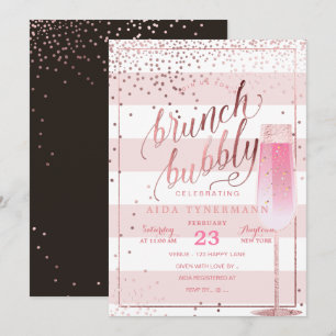 Invitation PixDezines Bruch+Bubbly Rose Gold Confetti