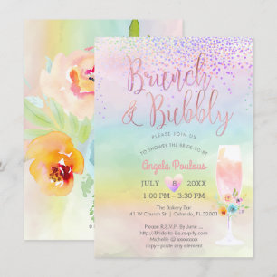 Invitation PixDezines Brunch Bubbly/Cotton Candy Confetti