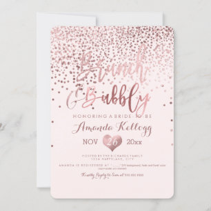 Invitation PixDezines Brunch N Bubbly/Rose Gold Confetti