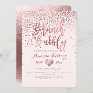Invitation PixDezines Brunch N Bubbly/Rose Gold Confetti