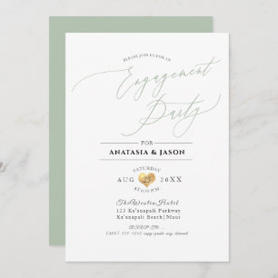 Invitation PixDezines Celadon Green Engagement Party