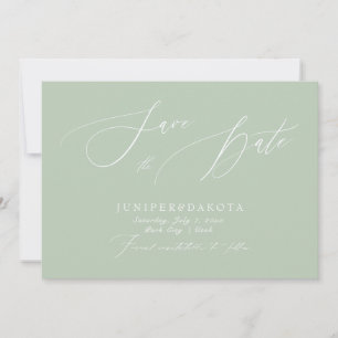 Invitation PixDezines Celadon Green Script Enregistrer la dat