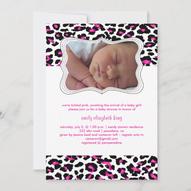 Invitation PixDezines cheetah/faire-part de naissance/douche (Devant)