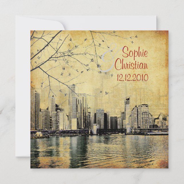 Invitation PixDezines Chicago Lakeshore Skyline/invitations (Devant)