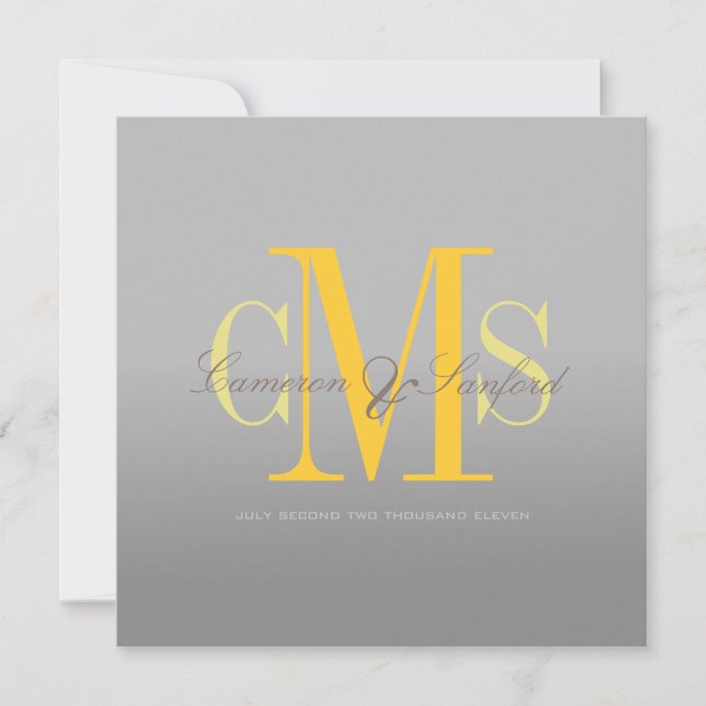 Invitation PixDezines Contemporain + classe/gris + jaune (Devant)