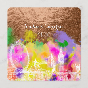 Invitation PixDezines COULEUR LONDRES EXÉCUTION/CUIVRE FAUX