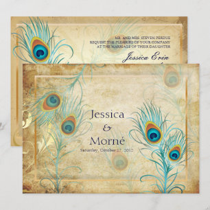 Invitation PixDezines couleurs vintages de plumes/DO-IT-YOURS