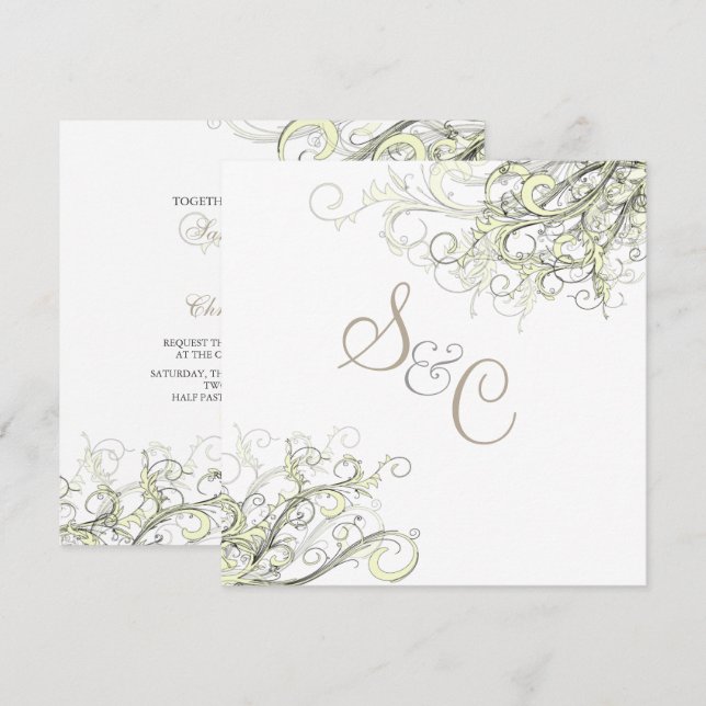 Invitation PixDezines CREAM SWIRLS/ARRIÈRE - PLAN DO-IT-YOURS (Devant / Derrière)