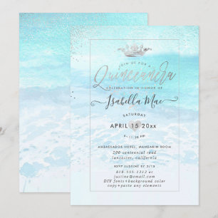 Invitation PixDezines Crystal Blue BeachShoreline Quinceanera