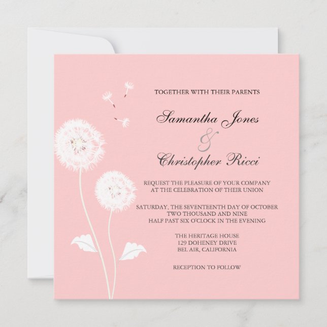 Invitation PixDezines Dandelions, do-it-yourself couleurs arr (Devant)