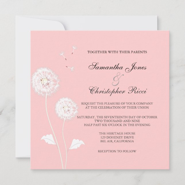 Invitation PixDezines Dandelions, do-it-yourself couleurs arr (Devant)