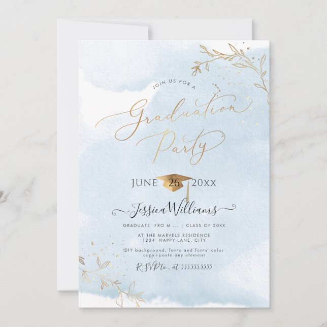 Invitation PixDezines Delicate Gold Foliage (Devant)