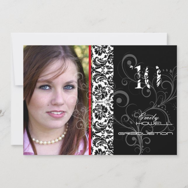 Invitation PixDezines Desiree Damask/Invitations de diplôme 2 (Devant)