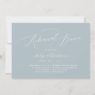 Invitation PixDezines Dîner de répétition minimaliste bleu Du