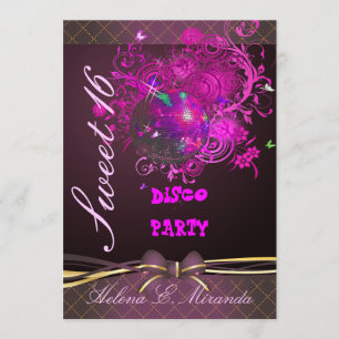 Invitation PixDezines Disco Ball Sweet 16/ princesse/tiara
