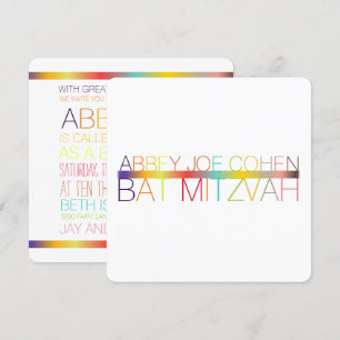 Invitation PixDezines DIYcouleurs/typographie/bat mitzvah