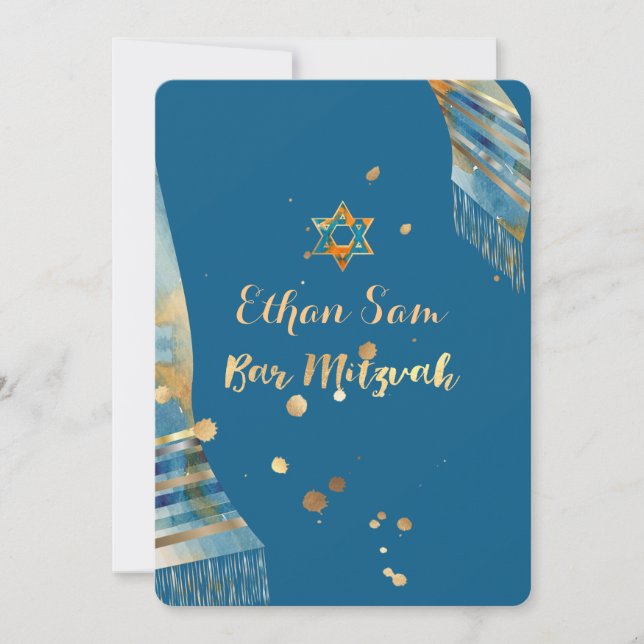 Invitation PixDezines do-it-yourself couleur/talit/Mitzvah ar (Devant)