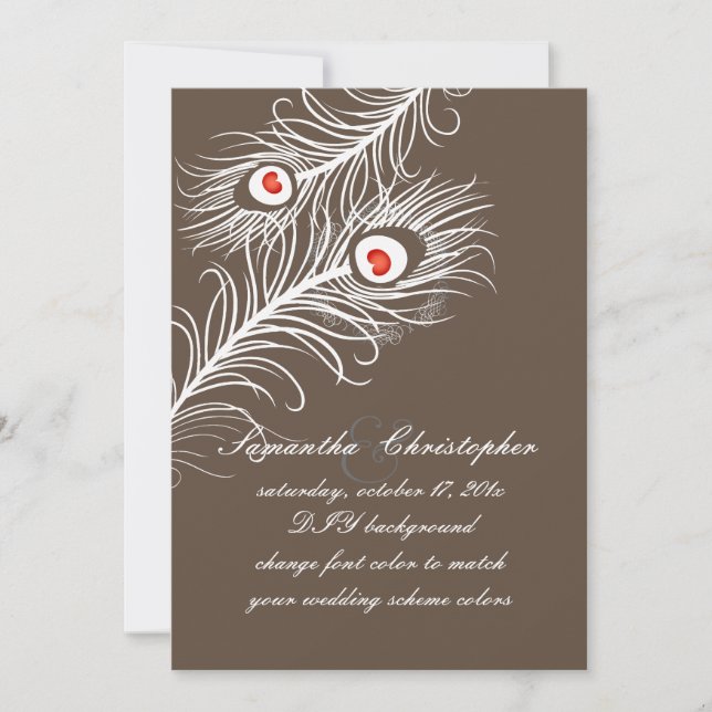 Invitation PixDezines do-it-yourself couleurs, plumes de paon (Devant)