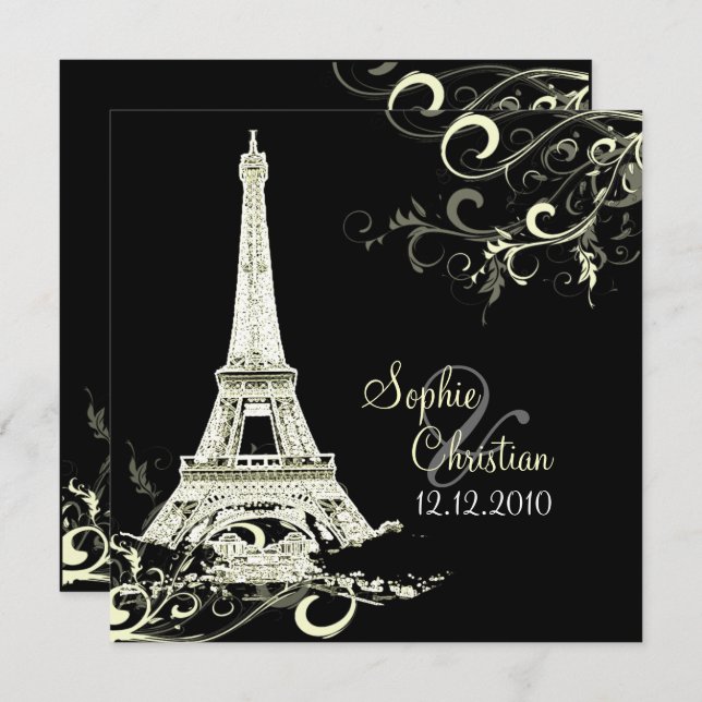 Invitation PixDezines DO-IT-YOURSELF LA TOUR EIFFEL+SWIRLS/LU (Devant / Derrière)