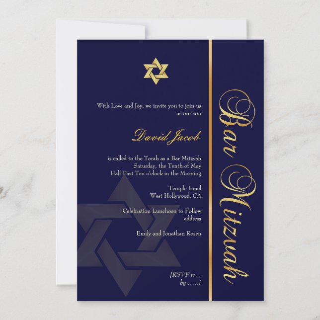 Invitation PixDezines DO-IT-YOURSELF OR CLASSIQUE/BAR MITZVAH (Devant)