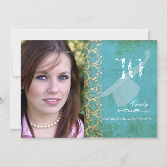 Invitation PixDezines DOMMASK/TURQUOISE/DIPLÔME VINTAGE (Devant)