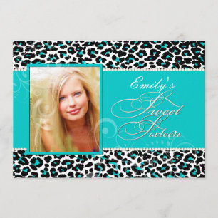 Invitation PixDezines doux léopard 16/turquoise