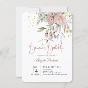 Invitation PixDezines Dusty Rose Eucalyptus Brunch+Bubbly
