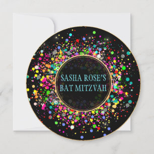 Invitation PixDezines ébloui/Neon Confetti/Bat mitzvah