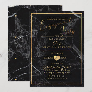 Invitation PixDezines Engagement Party Marbre/Faux Gold