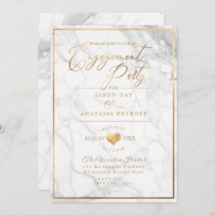 Invitation PixDezines Engagement Party Marbre/Faux Gold