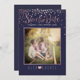 Invitation PixDezines Enregistrer la date/Faux Rose Gold Conf