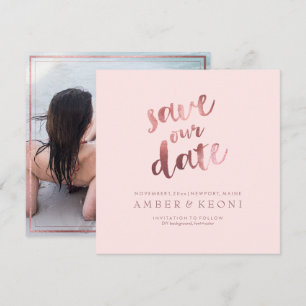 Invitation PixDezines Enregistrer la date/Faux Rose Gold/Marb