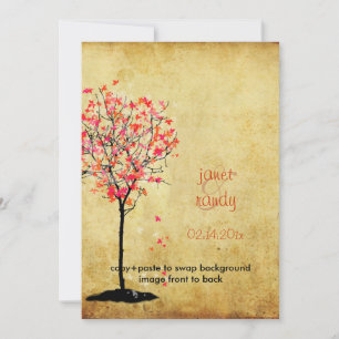 Invitation PixDezines érable vintage/rose+orange