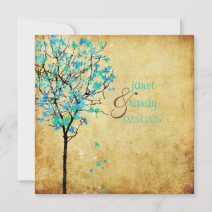 Invitation PixDezines érable vintage/turquoise+bleu