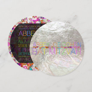 Invitation PixDezines étoiles psychédéliques/néon/bat mitzvah