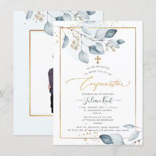 Invitation PixDezines Eucalyptus Blue Gommier Confirmation