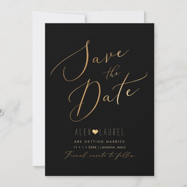 Invitation PixDezines Faux Gold Enregistrer la date (Devant)