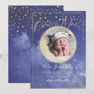 Invitation PixDezines Faux Gold+Silver, sur la lune