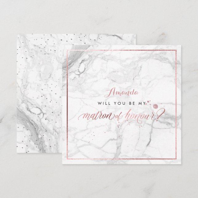 Invitation PixDezines Faux Rose Gold Vous Matron d'honneur (Devant / Derrière)