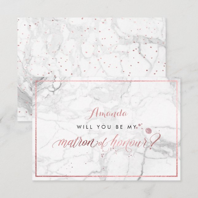 Invitation PixDezines Faux Rose Gold Vous Matron d'honneur (Devant / Derrière)